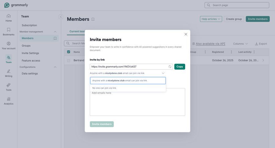 Grammarly screen example