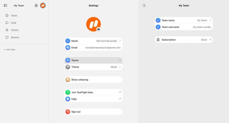 Cobot
			 settings account settings subscription management menu ui page example