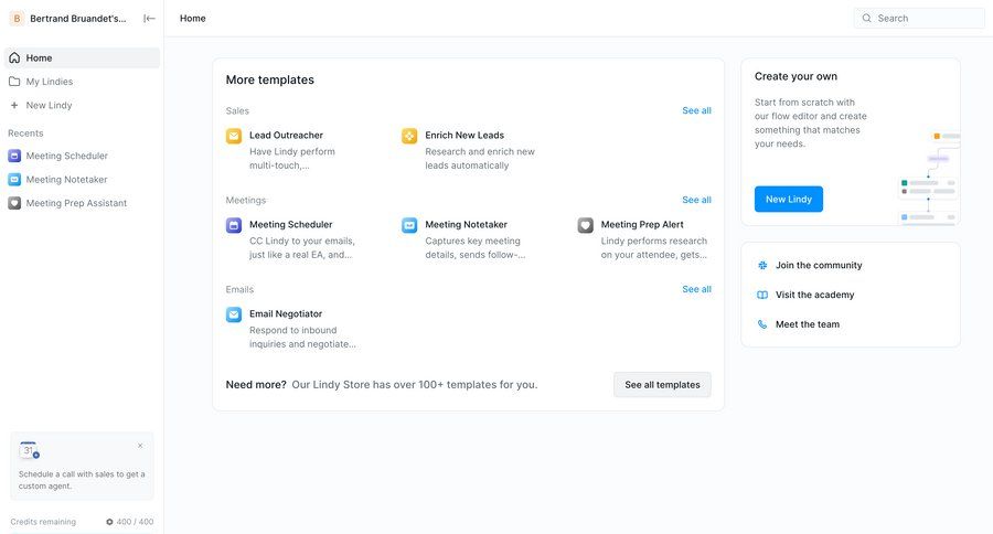 Lindy
			 dashboard account management grid templates template library template selection sidebar quick actions progress bar ui page example