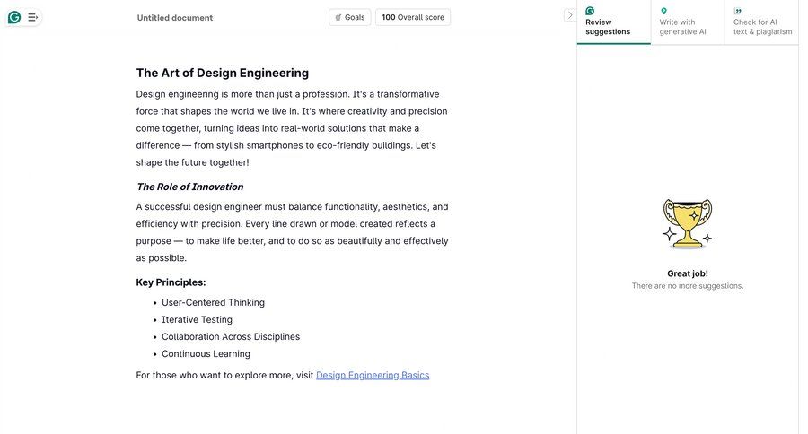 Grammarly screen example