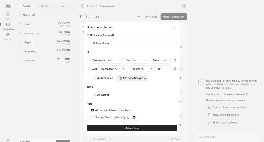 Maybe Finance screen example