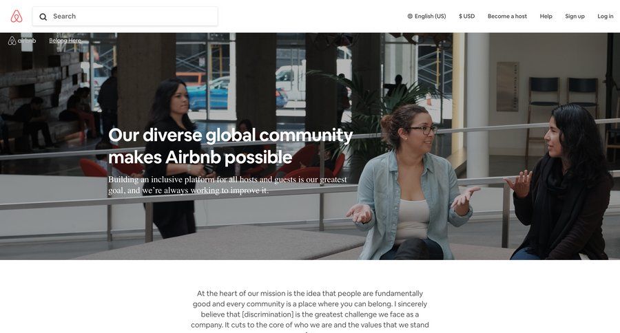 Airbnb
				diversity, equity and inclusion ui page example