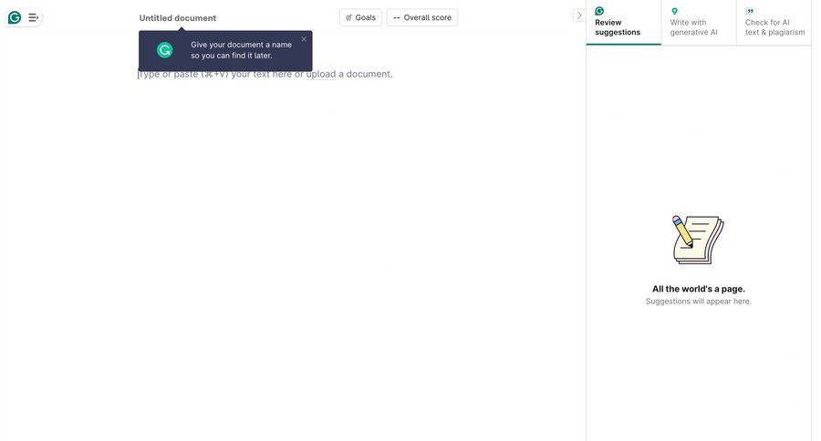 Grammarly screen example