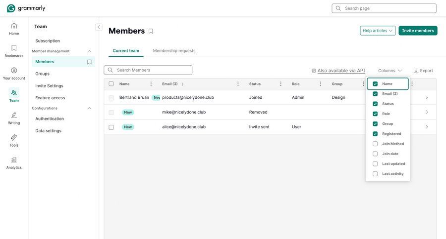 Grammarly screen example