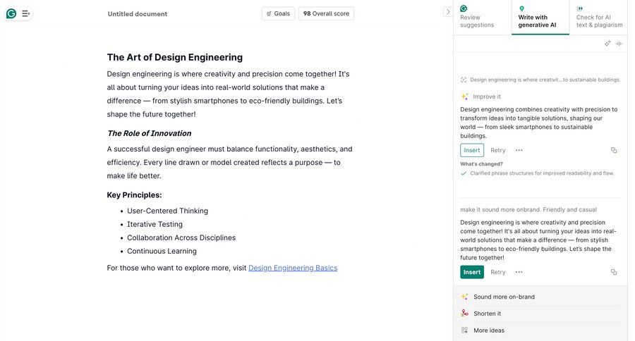 Grammarly screen example