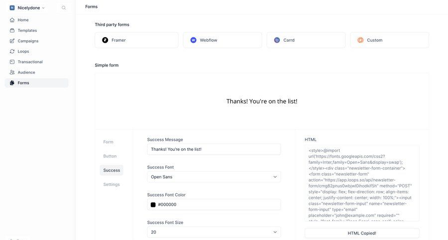 Loops screen example