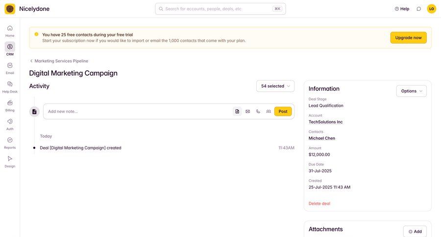Outseta
			 dashboard sidebar navigation account management form full-screen layout marketing automation activity tracking sidebar menu ui page example