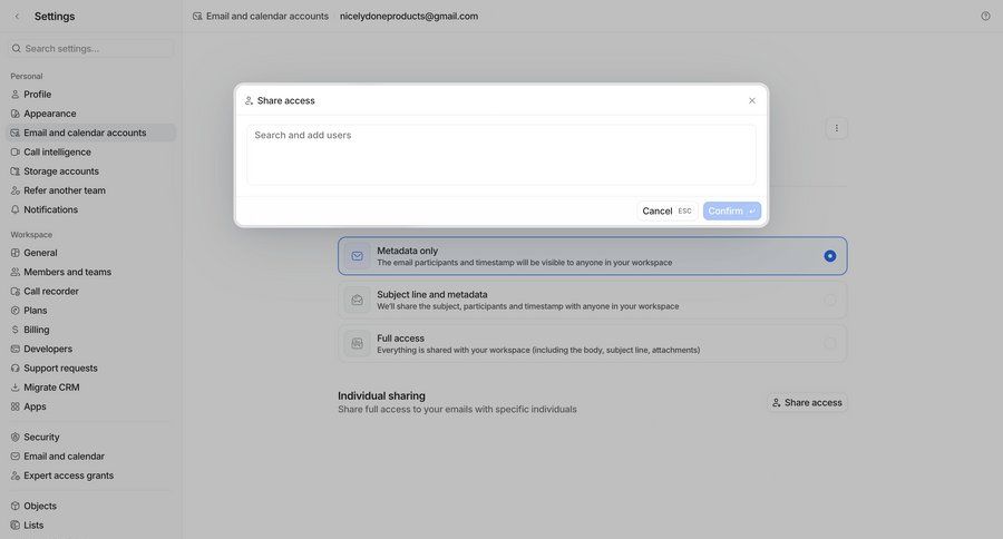 Attio
				settings ui page example