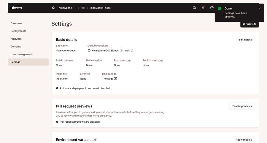 Kinsta screen example