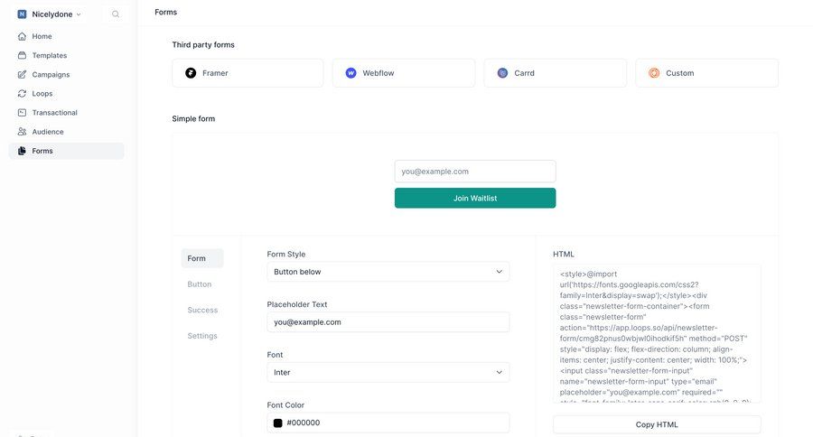 Loops screen example