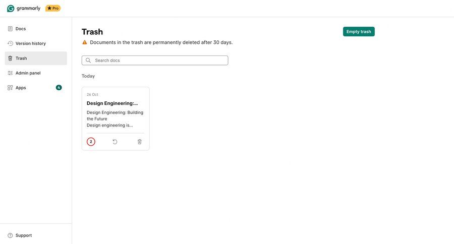 Grammarly screen example