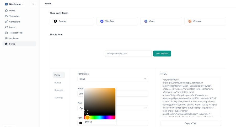 Loops screen example