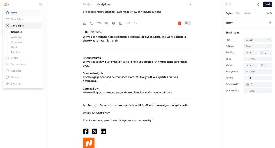 Loops screen example