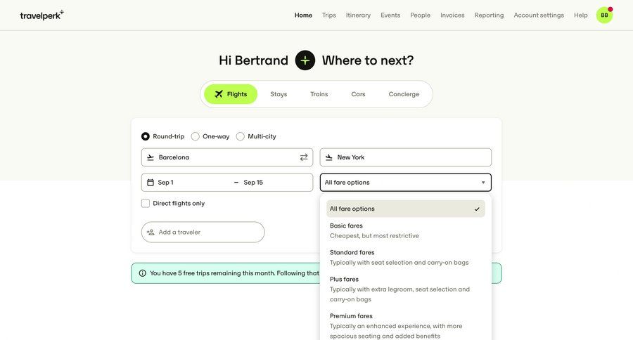 Travelperk screen example