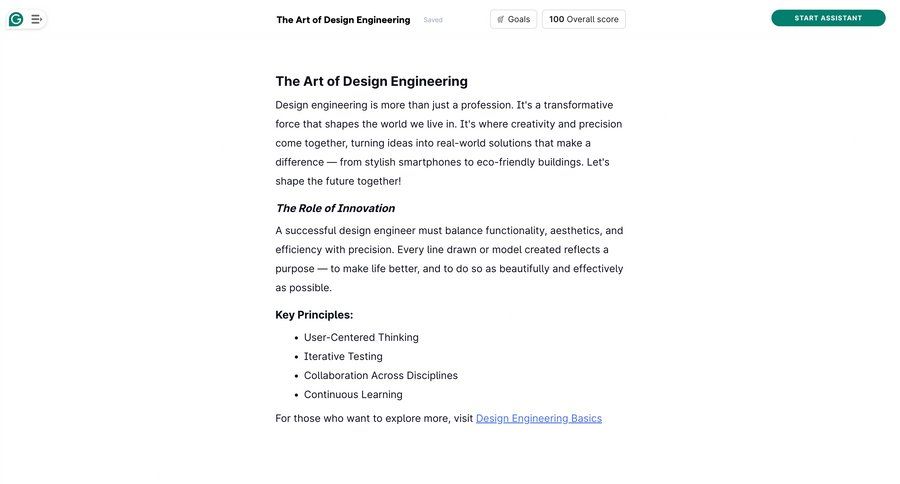 Grammarly screen example
