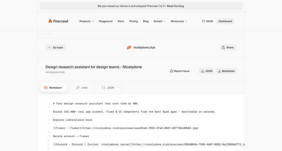 Firecrawl
			 dashboard design data display research ui page example