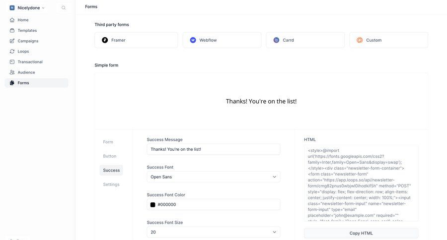 Loops screen example