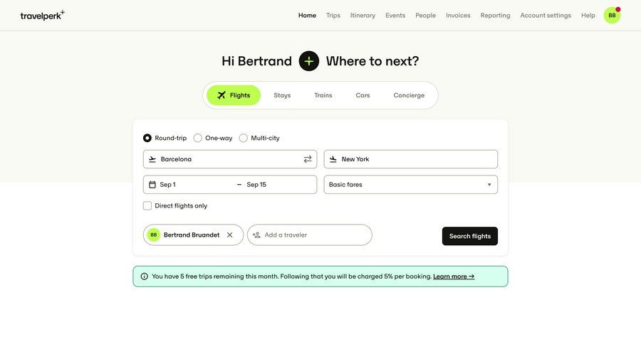 Travelperk screen example