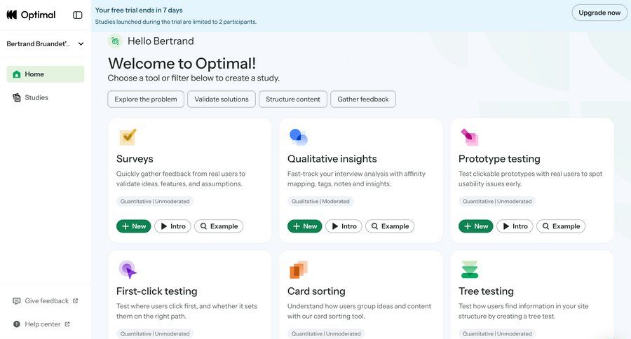Optimal
				home ui page example